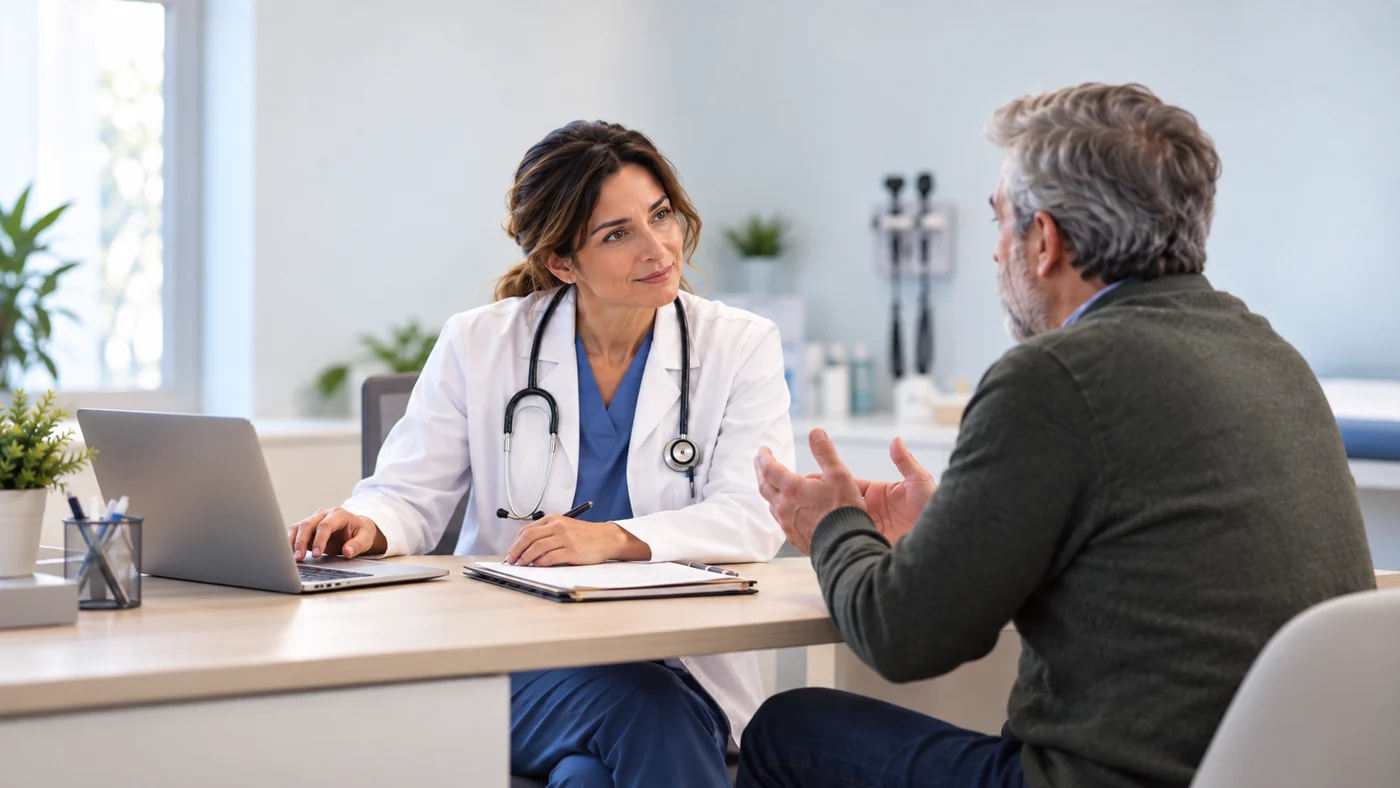 Profesional sanitaria prestando atención al paciente